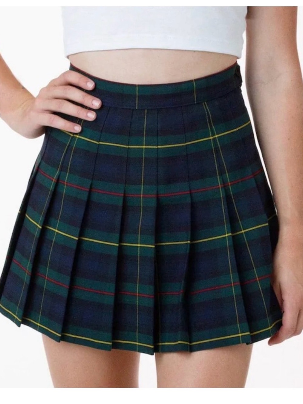 American Apparel Y2K preppy grunge academia coquette tennis plaid pleated skirt